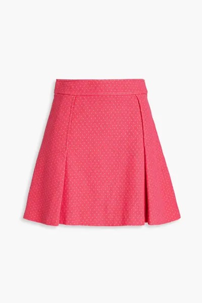 Плиссированная мини-юбка из твида в горошек Moschino, розовый