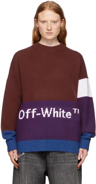 Темно-красный свитер с цветными блоками Off-White