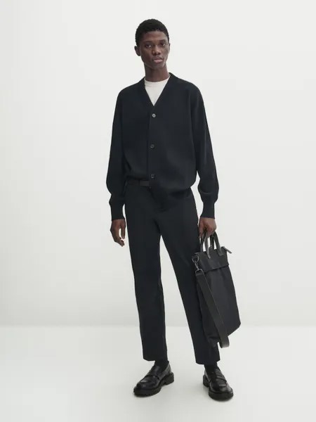 Кардиган фактурной вязки - ателье Massimo Dutti, синий