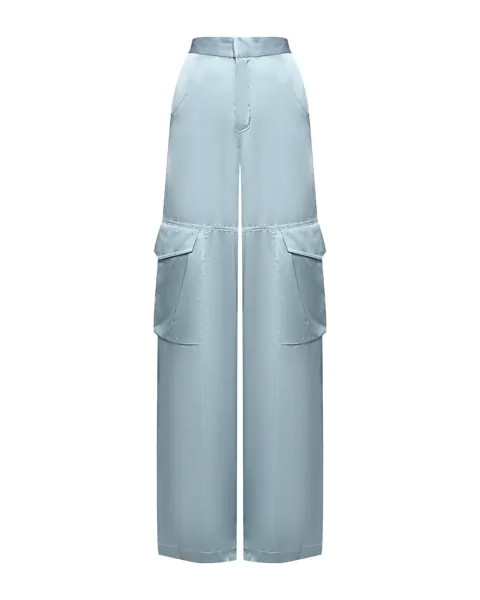 Атласные брюки-карго, голубые GCDS