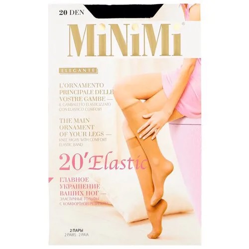 Капроновые гольфы Elastic 20 den 2 пары MiNiMi, 0 (one size), nero