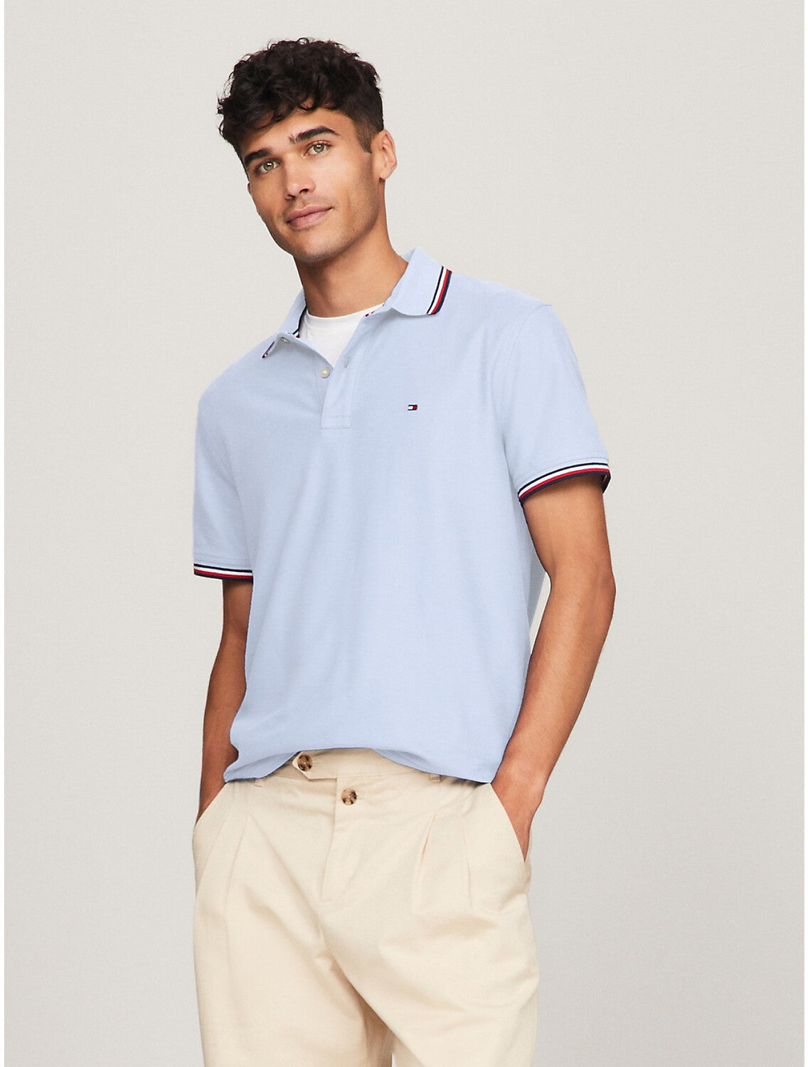 Мужская футболка-поло обычного кроя Tommy Hilfiger Tommy Wicking, цвет Breezy Blue