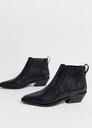 Черные кожаные ботинки челси в стиле вестерн ASOS DESIGN - Adelaide-Черный
