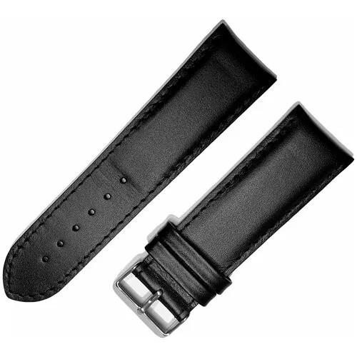 Ремешок 2608-01-1-1 М Classic Черный кожаный объемный ремень для мужских наручных часов из натуральной кожи 26 мм матовый гладкий