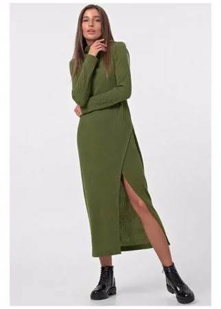 Платье FLY, прямой силуэт, макси, размер 40, зеленый