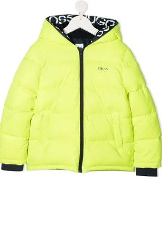 BOSS Kidswear пуховик с флисовой подкладкой и логотипом