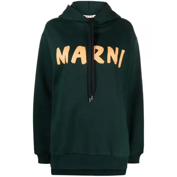 Футболка logo-print cotton hoodie Marni, черный