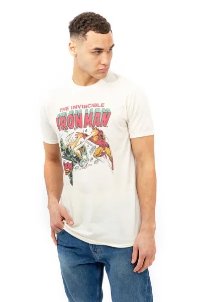Хлопковая футболка Iron Man Blast Marvel, бежевый