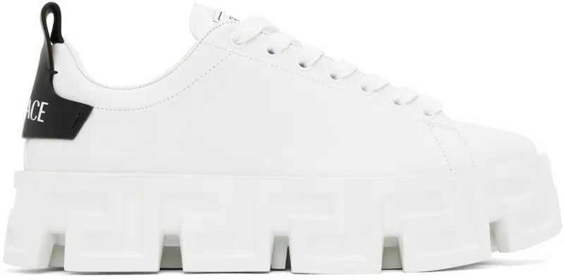 Versace Белые кроссовки Greca Portico с ремешками