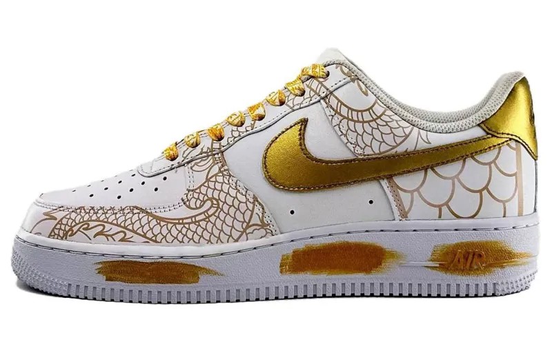 Кроссовки Nike Air Force 1 Skateboarding Shoes Women's Low-top White, белый/золотой