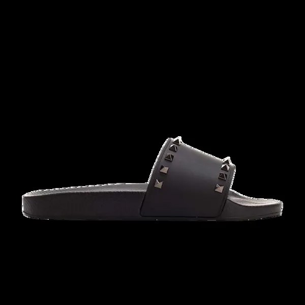 Шлепанцы Valentino Rockstud Rubber Slider Sandal, черный