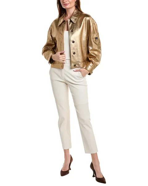 Кожаная куртка Brunello Cucinelli, мультиколор