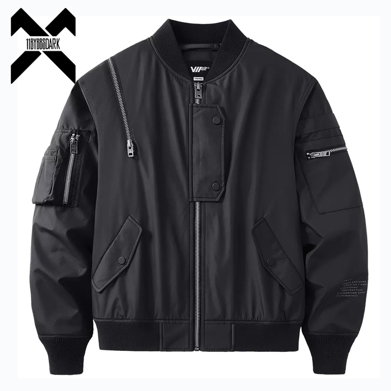 Куртка-бомбер Techwear Мужская, функциональная дизайнерская ветровка на молнии, уличная одежда в стиле хип-хоп