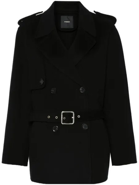 PINKO двубортное пальто с поясом, черный