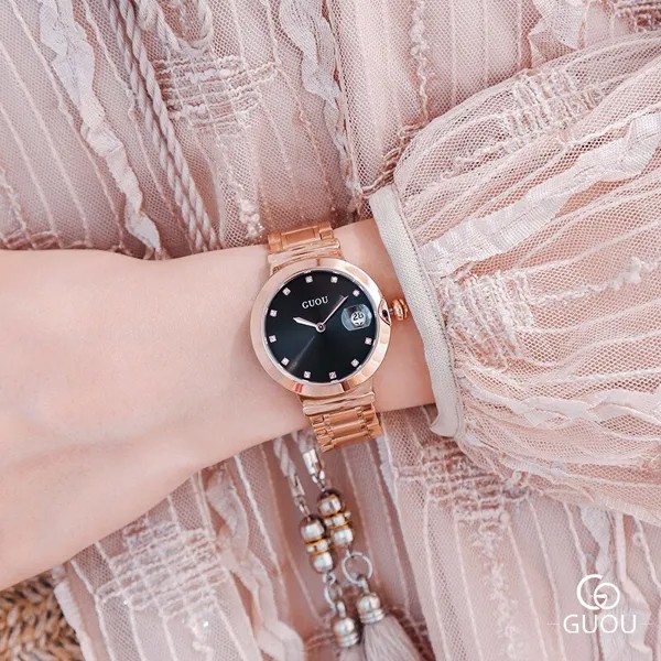 2022 симпатичный бренд, блестящий кристалл, розовое золото, японский сердечник, кварцевый браслет, подарок, наручные часы для женщин и девушек...