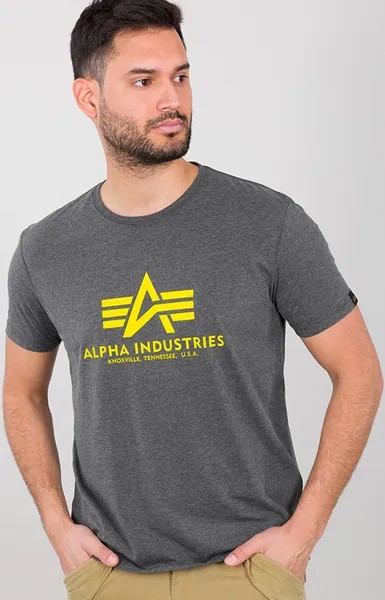 Футболка Alpha Industries Basic, серо-желтая