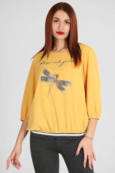 Лонгслив женский AlmondShop 2Г 7360.С2 желтый 58 RU