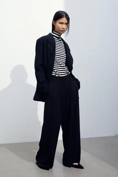 Свитер с воротником-поло H&M, черный