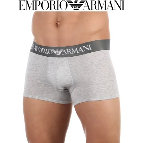 Трусы боксеры EMPORIO ARMANI, средняя посадка, быстросохнущая, подарочная упаковка, корректирующий эффект, плоские швы, размер L, серый