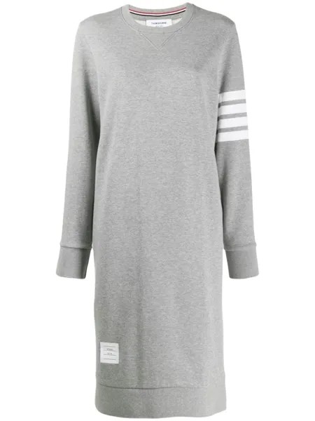 Thom Browne длинное платье-толстовка с полосками 4-Bar, серый