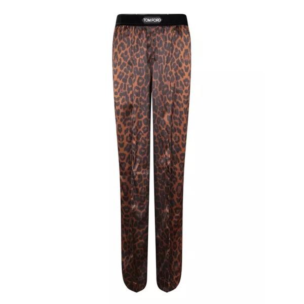 Брюки animal-print silk trousers Tom Ford, коричневый