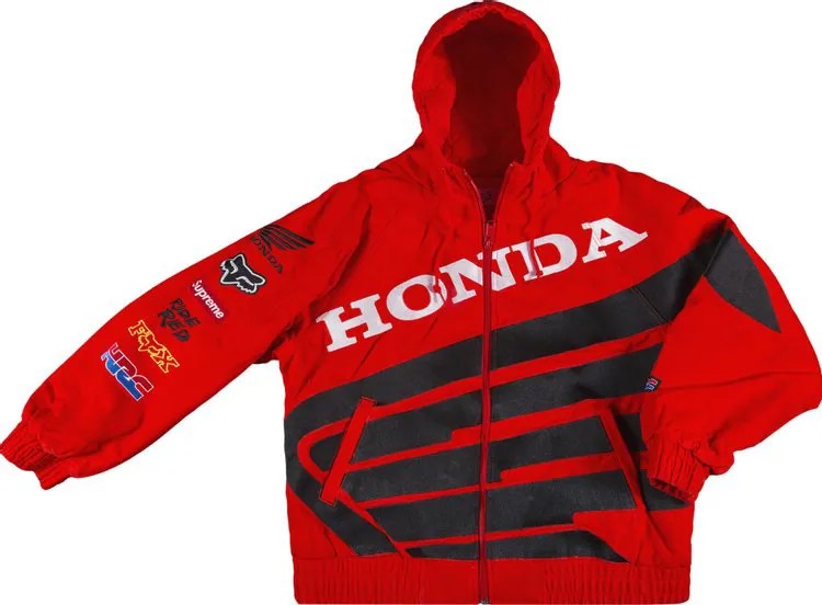 Куртка Supreme x Honda Fox Racing Puffy Zip Up Jacket 'Red', красный