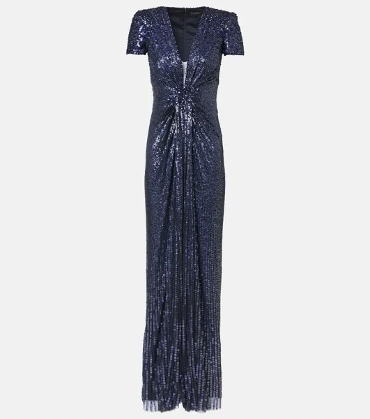 Платье Momoka с пайетками Jenny Packham, синий