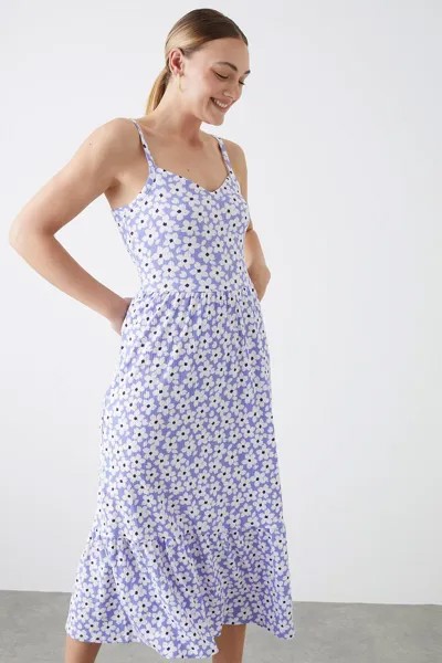 Платье миди Tall сиреневого цвета с V-образным вырезом и рюшами по подолу Dorothy Perkins, фиолетовый