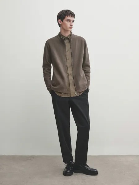 Кардиган с воротником-стойкой и молнией Massimo Dutti, охра