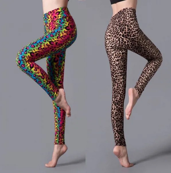 Женщины Леопард Печатные Leggings Девушка Мода Мягкие обрезанные брюки Высокая эластичность Тощий случайные брюки Legging