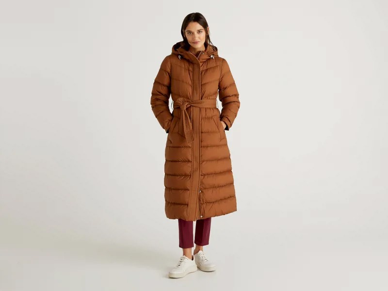 Пуховик-пальто женский United Colors of Benetton 21A_25WU5K355 коричневый 40