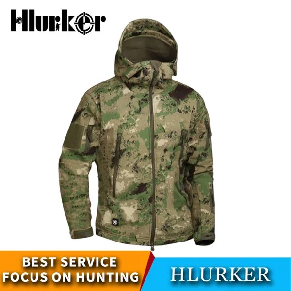 Осенние охотничьи костюмы Ghillie, военная камуфляжная флисовая куртка Softshell для походов, Мужская армейская тактическая многокамуфляжная Мужс...