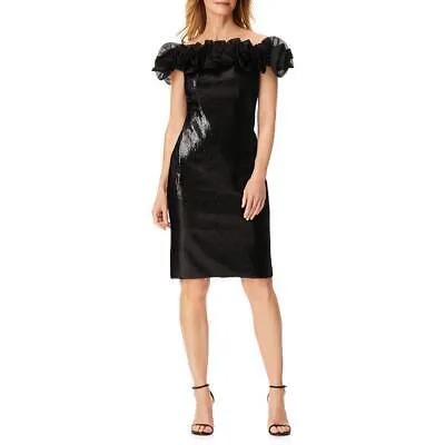 Женское черное мини-платье для коктейлей и вечеринок Aidan Mattox с пайетками 4 BHFO 7565
