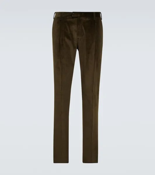 Вельветовые узкие брюки Lardini, зеленый