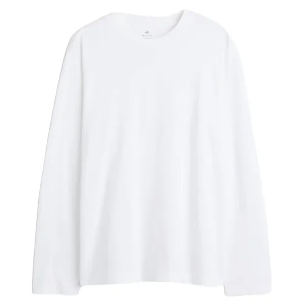 Лонгслив H&M Regular Fit Jersey, белый