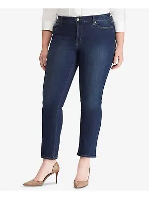 RALPH LAUREN Женские темно-синие утягивающие джинсы с низкой посадкой и прямыми штанинами размера плюс 18W