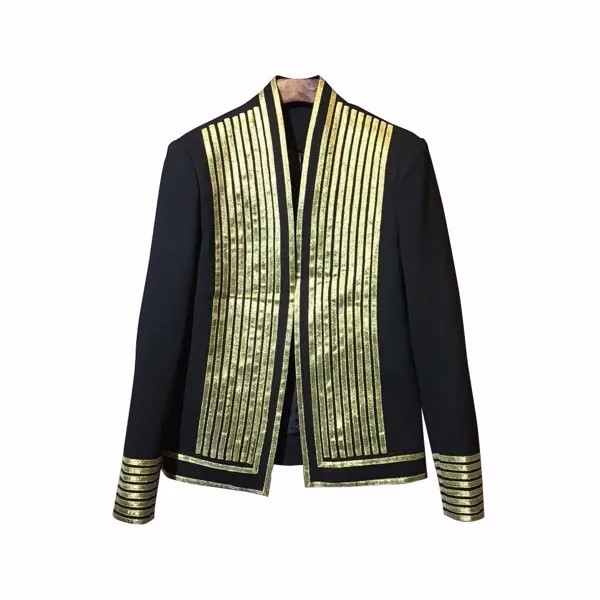 Мужской свободный пиджак, блейзер золотистого цвета с отделением прически, для ночной носки, осень 2020