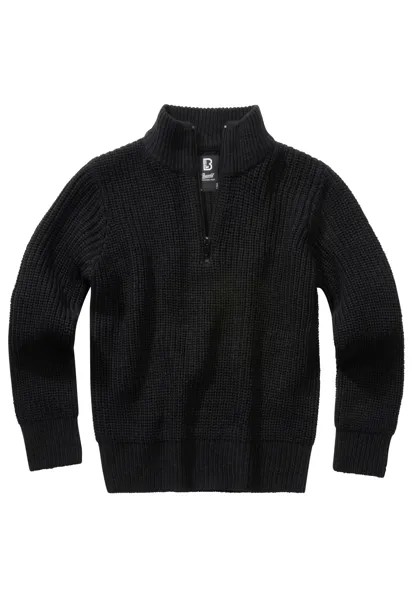 Пуловер Brandit Gestrickter Rundhalsausschnitt, черный