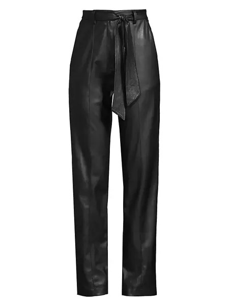 Брюки из искусственной кожи Vintage Glam с поясом Donna Karan New York, черный