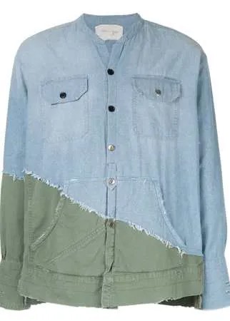 Greg Lauren рубашка со вставками и бахромой