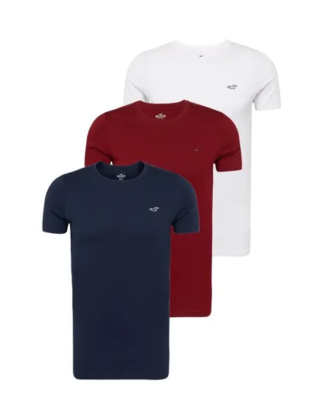 Футболка Hollister, темно-синий/темно-красный/белый