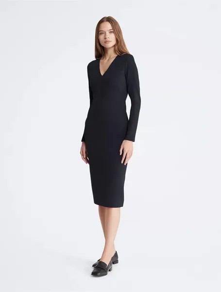 Платье Calvin Klein Stretch Crepe Midi, черный