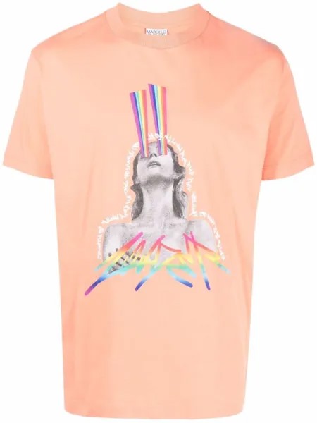Marcelo Burlon County of Milan футболка с графичным принтом, оранжевый