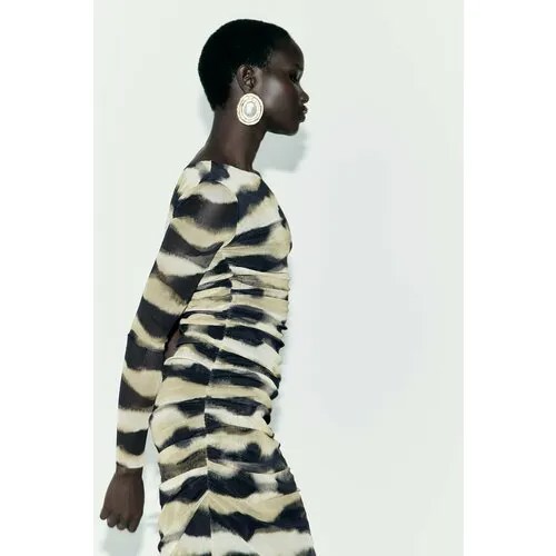 Сарафан Zara, размер M, бежевый, черный