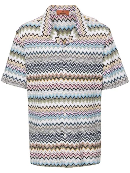 Missoni рубашка с узором шеврон, зеленый