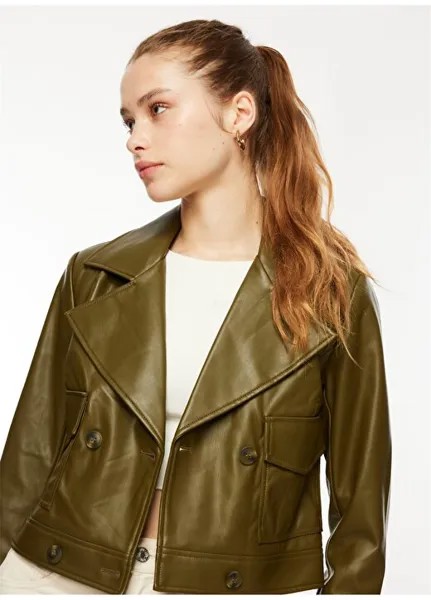 Темно-зеленая женская куртка 15293027 ONLKIM FAUX LEATHER CARGO JACKET CC Only, темно-зеленый