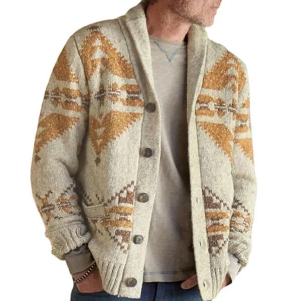 Мужской повседневный свитер с этническим принтом в стиле бохо