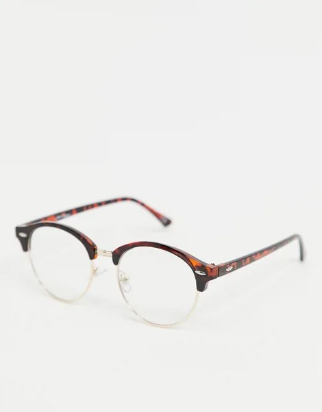 Круглые черепаховые очки с прозрачными стеклами Jeepers Peepers-Коричневый