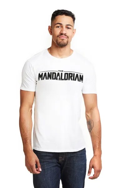 Хлопковая футболка с логотипом Mandalorian Star Wars, белый