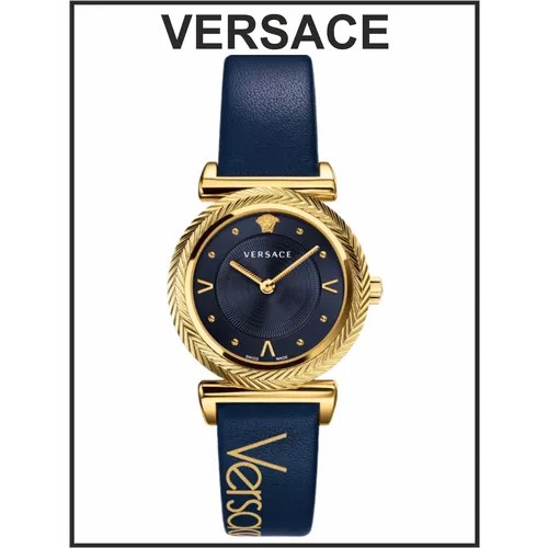 Наручные часы Versace Женские наручные часы Versace синие кожаные кварцевые оригинальные, синий